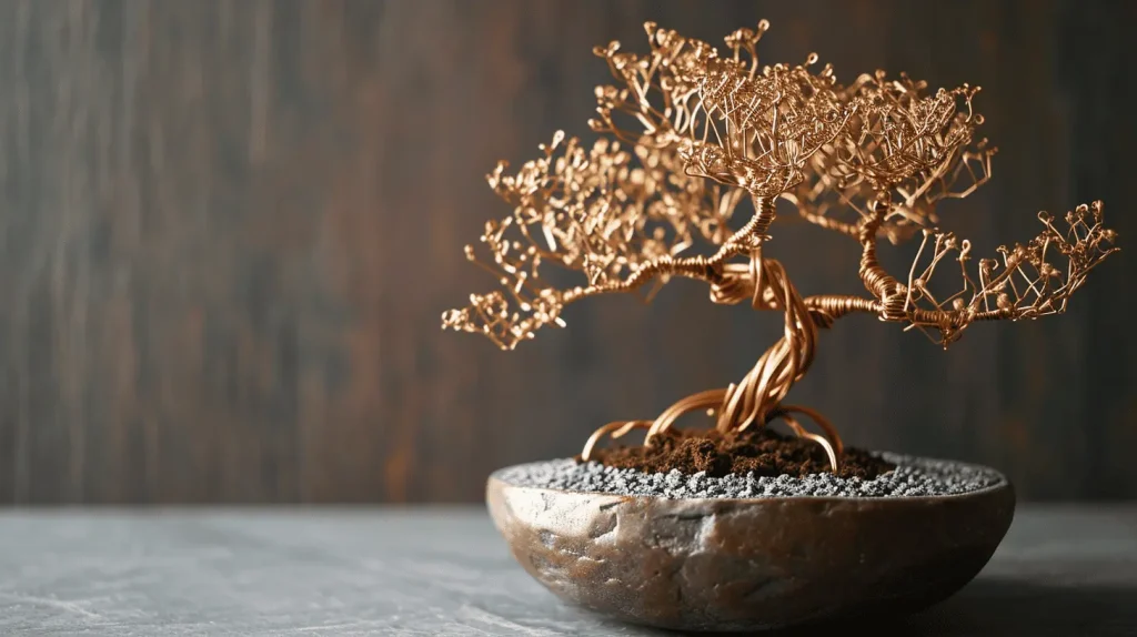 copper bonsai wire tree