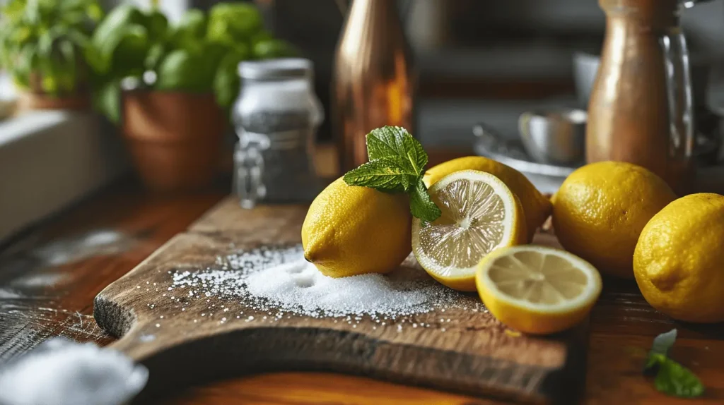 lemon and salt on how to clean copper